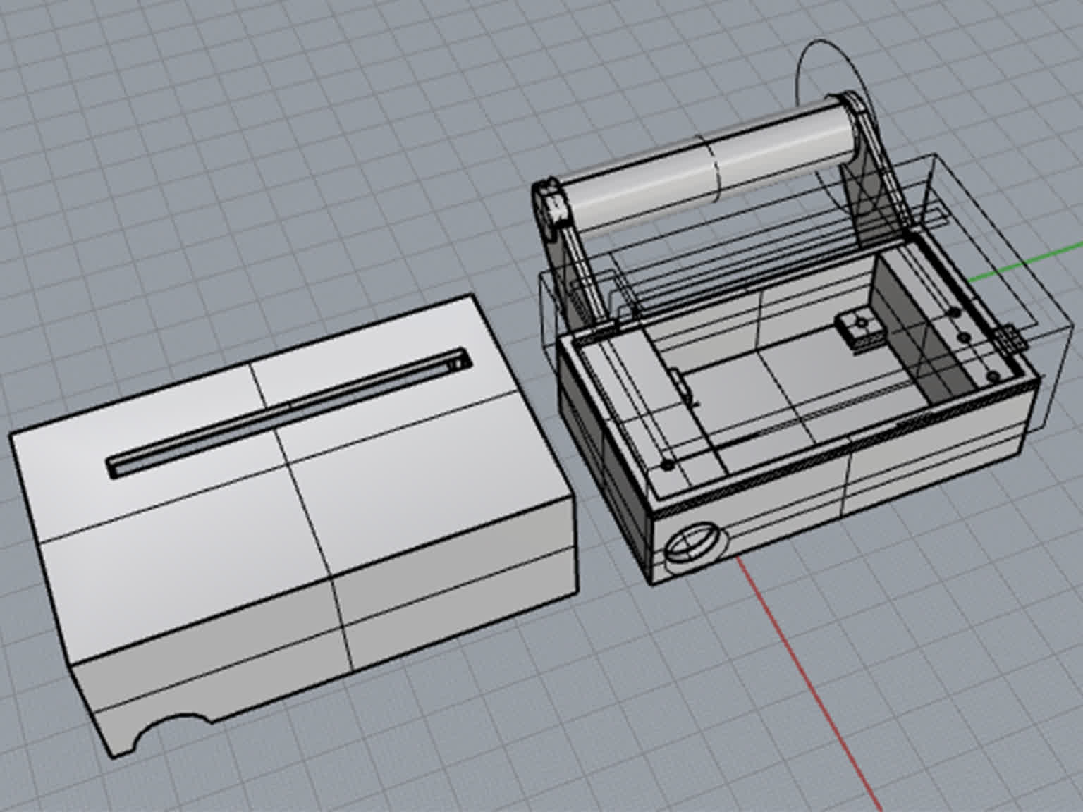 screenshot of the printer housing in rhino