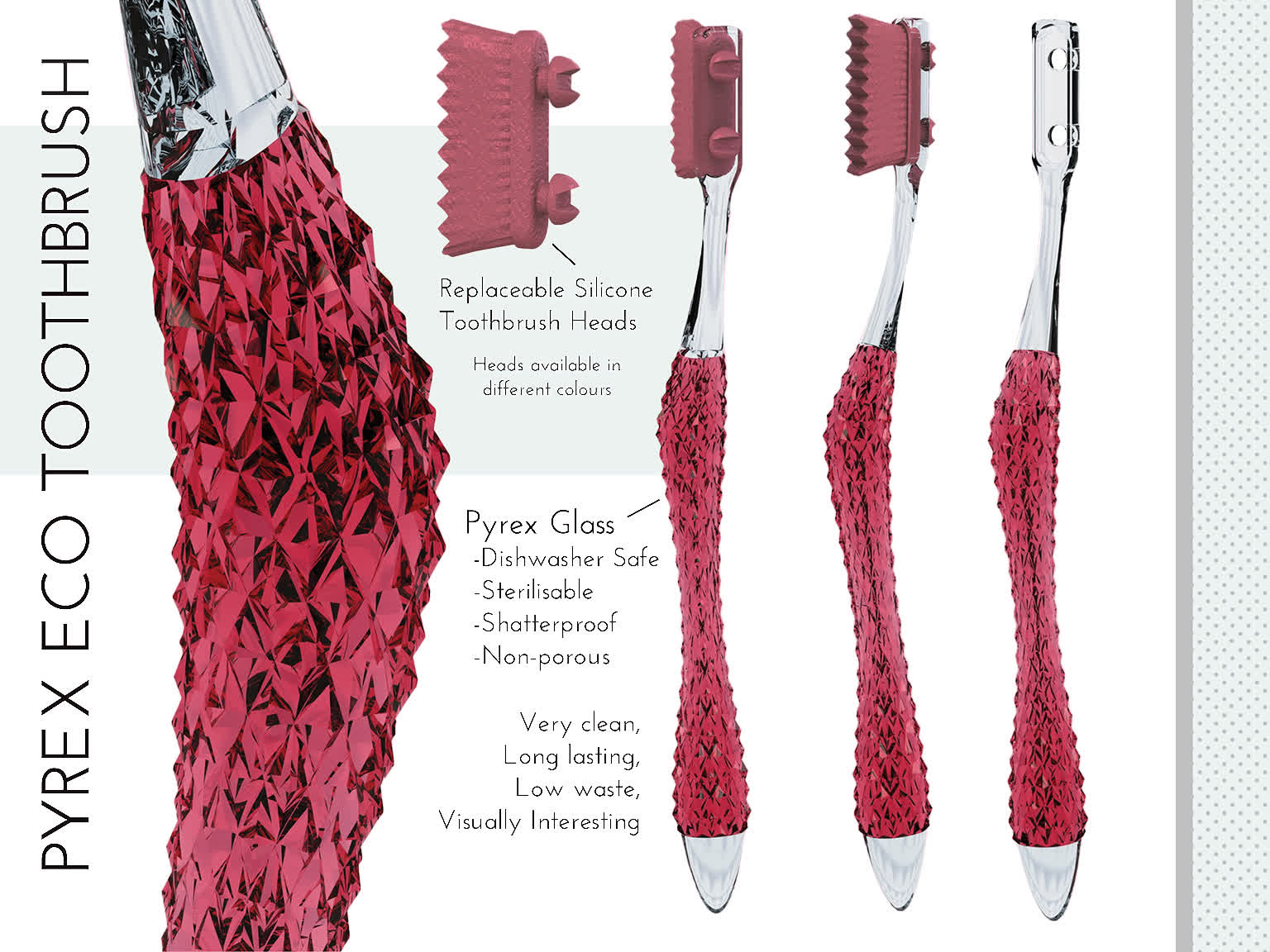 Thumbnail image: A pyrex glass toothbrush with removeable silicone head